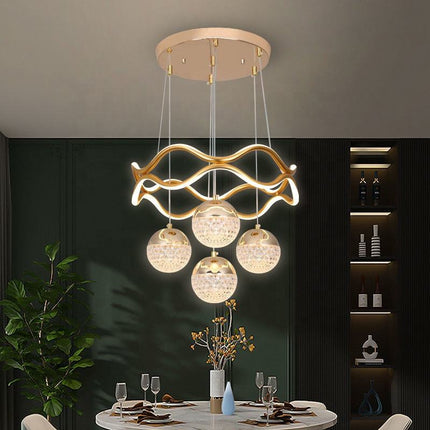 Modern Circular LED Pendant Ceiling Light Warm White Acrylic Ring Design Contemporary Indoor Lighting