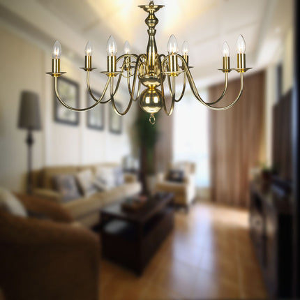 Vintage Style 8-Light Gold Iron Chandelier Pendant Ceiling Fixture