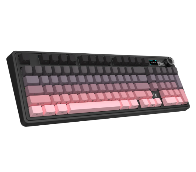 Wireless Wired Mechanical Keyboard PBT Keycaps RGB Knob Tri Mode