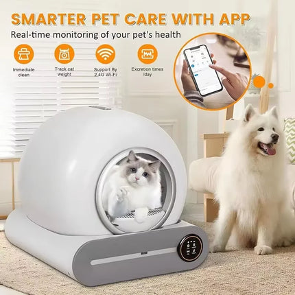 Smart Self-Cleaning Cat Litter Box with App Control and Infrared Safety Sensor