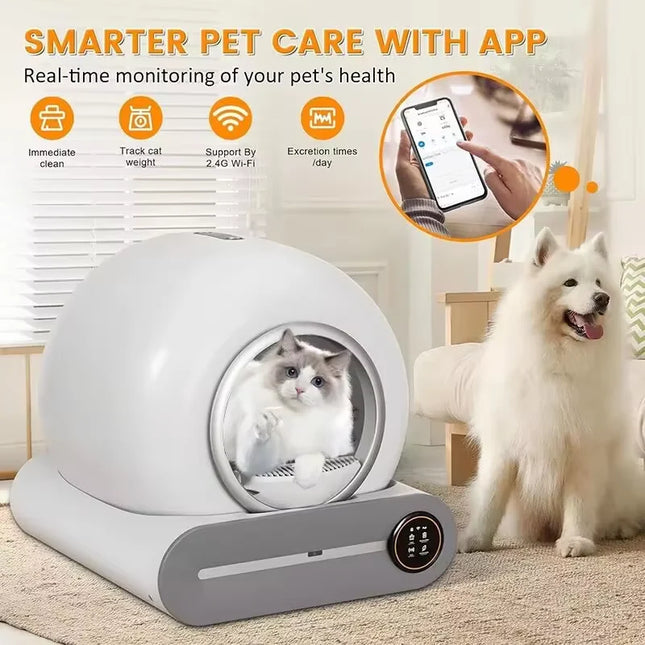 Smart Self-Cleaning Cat Litter Box with App Control and Infrared Safety Sensor