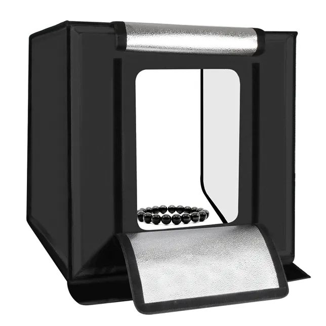 60cm Foldable Photo Light Box Tent with LED Dimmable Lighting and 6 Backdrops