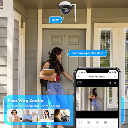 Advanced PTZ Outdoor Surveillance Camera with WiFi & POE, 1.5MP HD, Smart Human Tracking, Full Night Vision