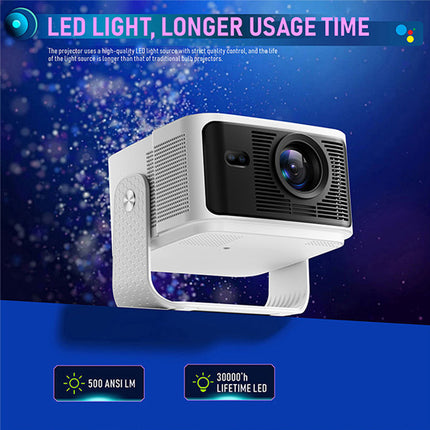 Full HD Smart Projector 1080P Auto Focus Bluetooth Remote 550 ANSI Lumens White