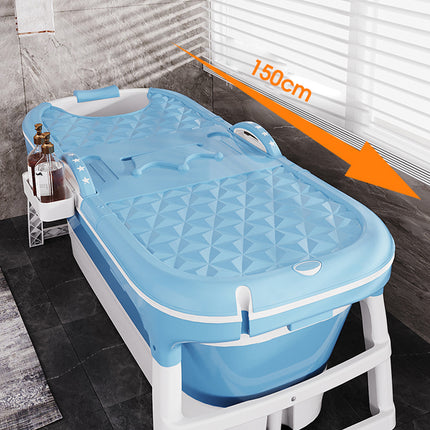 Portable 1.5m Collapsible Bath Tub for Adults with Reinforced Legs & Massage Base