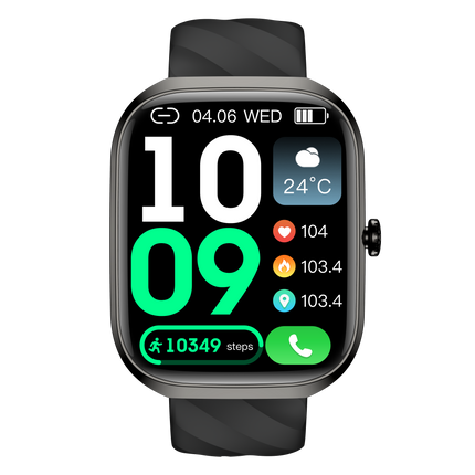 Smart Fitness Watch 2.06" AMOLED Waterproof Heart Rate Monitor 24H Activity Tracker