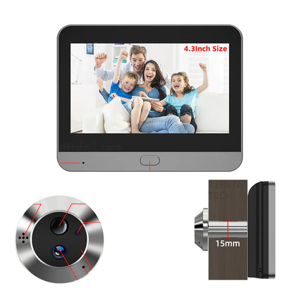 Smart Wireless Door Camera 3MP with 4.3” Screen & App-Controlled Intercom