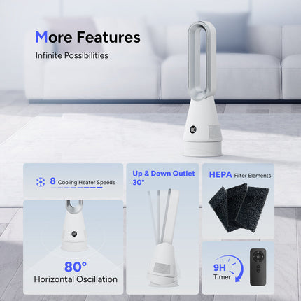 Portable Tower Fan 62.5cm White with Cooling or Warm Air Mode