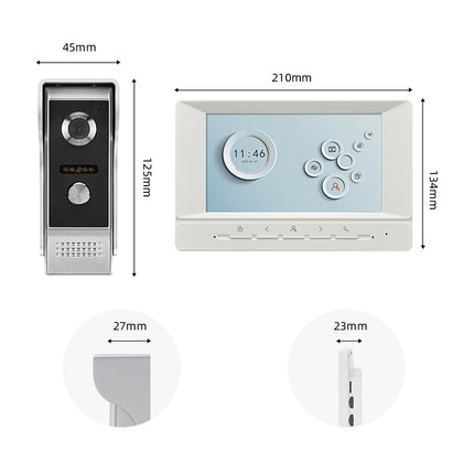 Smart Video Intercom System with 7" Display, Handfree Calling, Door Unlock, Night Vision Camera