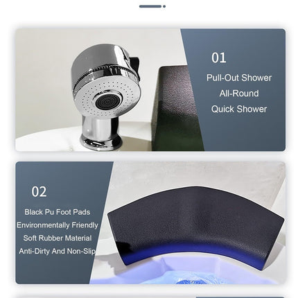 LED Jet Foot Spa Basin with Massage Bubbles, Electric Acrylic Pedicure Bath Bowl