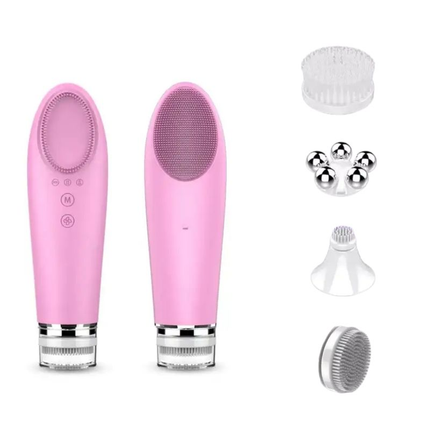 USB Rechargeable Sonic Facial Cleansing Brush with Heat Function Waterproof Silicone Face Cleanser