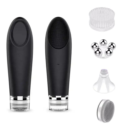 USB Rechargeable Sonic Facial Cleansing Brush with Heat Function Waterproof Silicone Face Cleanser