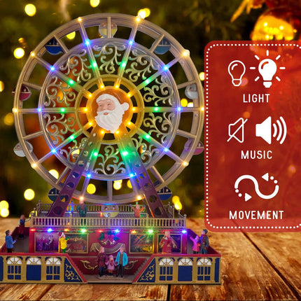 Light-Up Rotating Ferris Wheel Decoration with Music and Dual Power Option