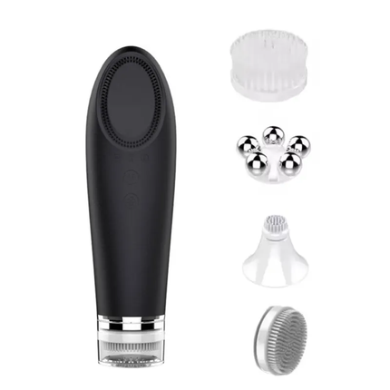 USB Rechargeable Sonic Facial Cleansing Brush with Heat Function Waterproof Silicone Face Cleanser