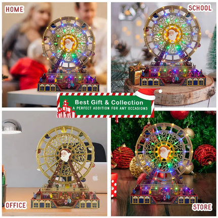 Light-Up Rotating Ferris Wheel Decoration with Music and Dual Power Option