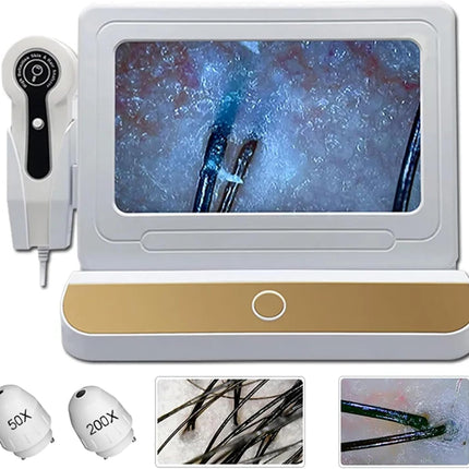 Portable 10 Inch LCD Skin and Scalp Analyzer with 50x 200x Zoom AI Detection