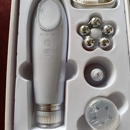USB Rechargeable Sonic Facial Cleansing Brush with Heat Function Waterproof Silicone Face Cleanser