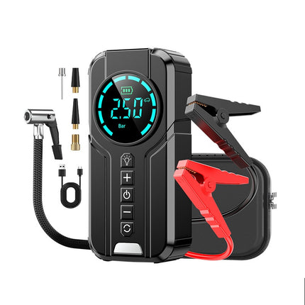 6-in-1 Portable Car Jump Starter with LED Light, Air Compressor & Multi-Function Power