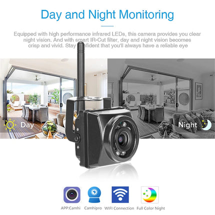 Waterproof WiFi Outdoor Security Camera 3.6mm Lens TF Card Slot