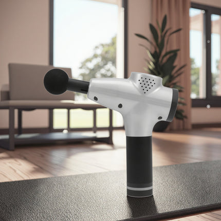 Portable Cordless Handheld Massager 9-Speed with Warming Function 8 Heads Silver