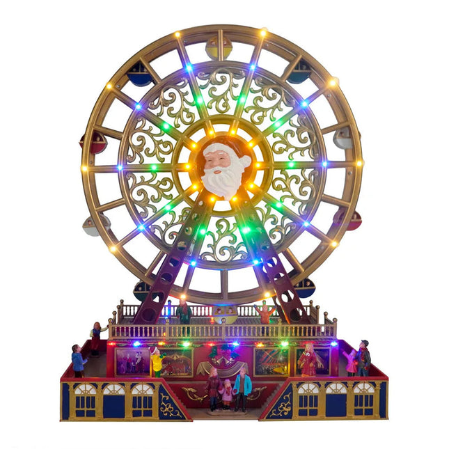 Light-Up Rotating Ferris Wheel Decoration with Music and Dual Power Option