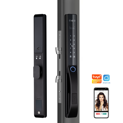 Smart Facial Recognition Door Lock with App Control Fingerprint Card Key and Password Access