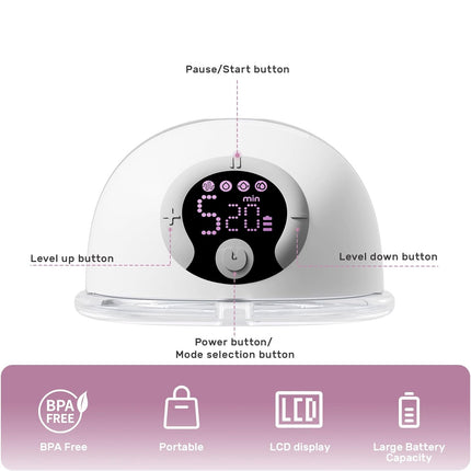 Wearable Electric Breast Pump Hands Free Rechargeable Milk Extractor with Variable Flow Control