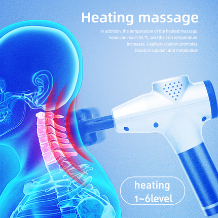 Portable Cordless Handheld Massager 9-Speed with Warming Function 8 Heads Silver
