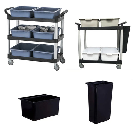 Plastic Serving Cart 2-Tier Delivery Trolley with 100kg Capacity per Shelf