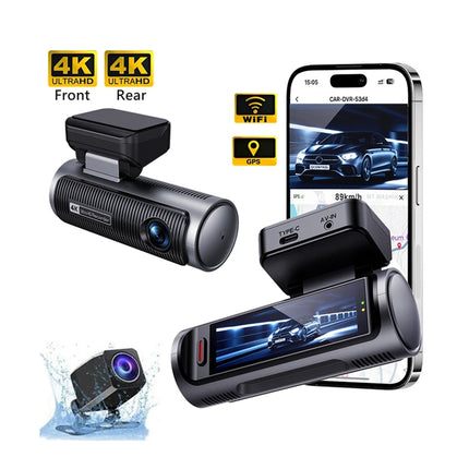 Dual 4K WiFi Dash Cam with Front and Rear Recording and 3.19 Inch Display