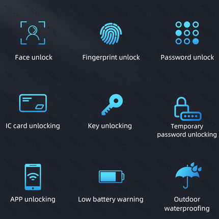 Smart Facial Recognition Door Lock with App Control Fingerprint Card Key and Password Access