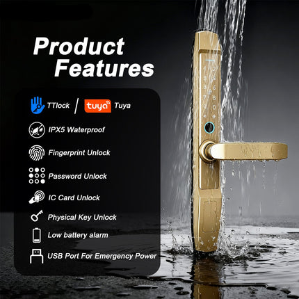 Slim Smart Sliding Door Lock with Fingerprint, PIN and Mifare Card Access