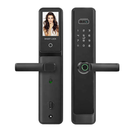 3D Face ID Smart Video Door Lock with Fingerprint, RFID & Tuya App – Rechargeable Battery
