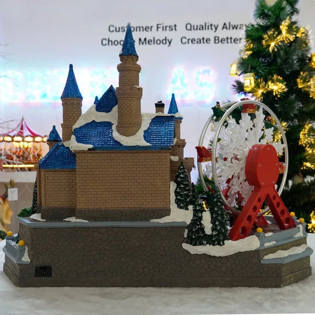 LED Christmas Village with Musical Display and Moving Santa & Reindeer