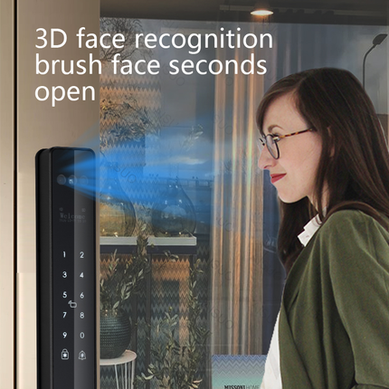 Smart Facial Recognition Door Lock with App Control Fingerprint Card Key and Password Access
