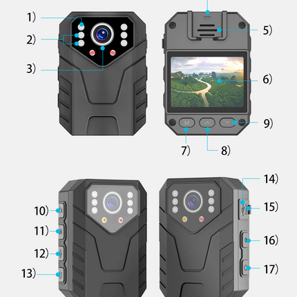 Portable 1080p Body Worn Camera with Night Vision Compact Wearable Recorder
