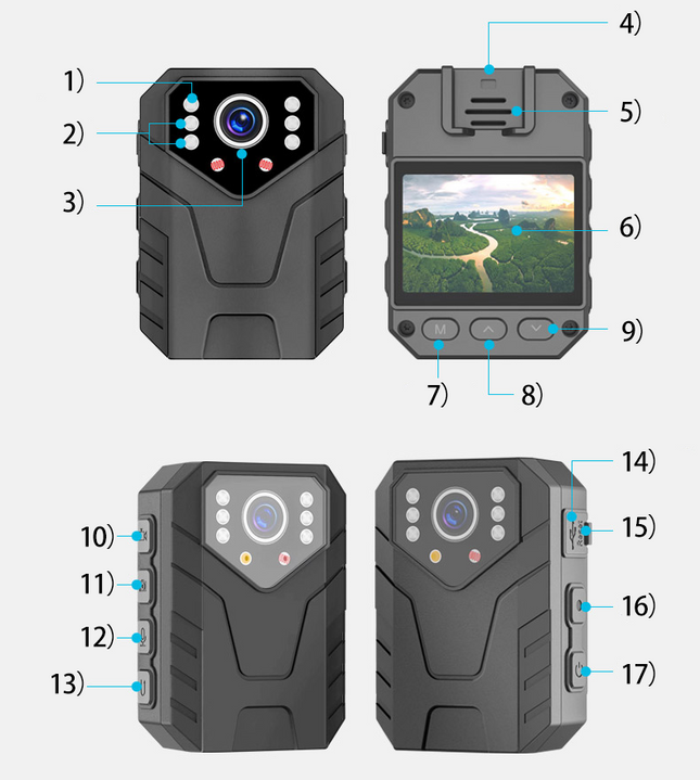 Portable 1080p Body Worn Camera with Night Vision Compact Wearable Recorder