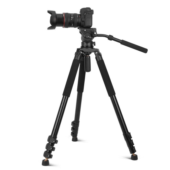 75 Inch Heavy Duty Aluminum Video Tripod with Fluid Pan Head 18kg Load 192cm Max Height
