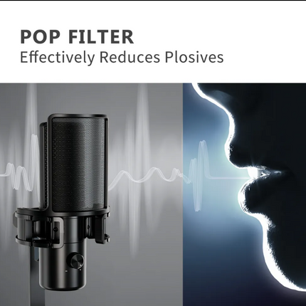 USB Desktop Condenser Microphone with LED Glow, Metal Build for Streaming, Voice Chat & Studio Recording
