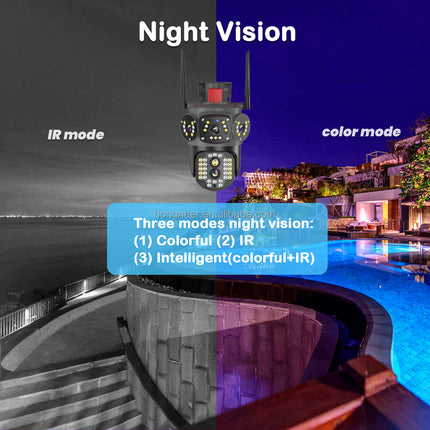 4MP Dual Lens 4G Wireless PTZ Security Camera Night Vision Motion Tracking