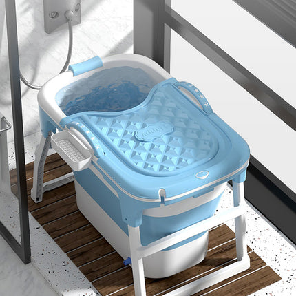 Portable Foldable Children’s Bathtub with Foot Roller & Storage Rack