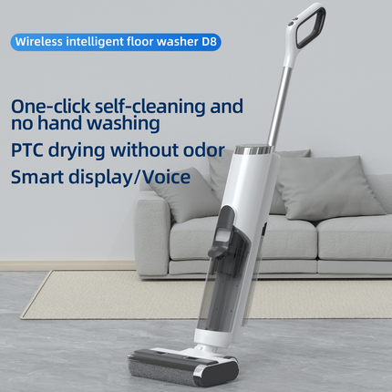 Cordless Floor Washer & Vacuum with Voice Alerts, Digital Screen, and Self-Cleaning Roller