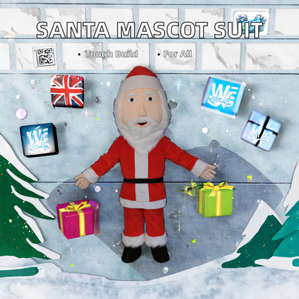 Cartoon Santa Mascot Outfit for Adults Soft EVA Plush Holiday Character Suit