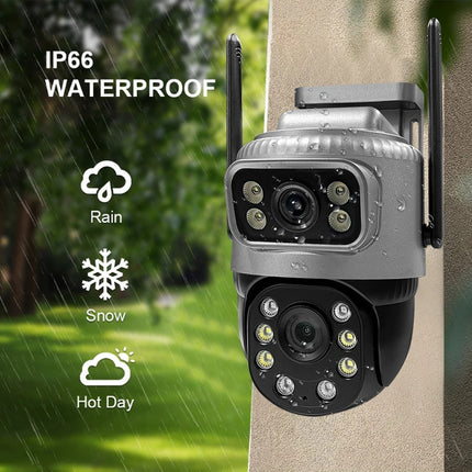 4G Wireless Dual Lens CCTV Security Camera IP65 Night Vision Pan Tilt Control