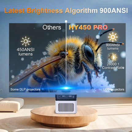 Portable Home Projector 1080P with Auto Focus Bluetooth Remote and 200 Inch Display