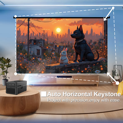1080P Smart Home Projector Auto Focus 900 Lumens 200 Inch Large Screen Black