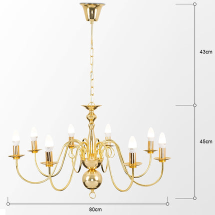 Vintage 8-Light Iron Chandelier Pendant Lamp for Living Room Dining Area