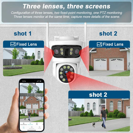 Smart 3MP WiFi Surveillance Camera – Triple View Coverage with Pan & Tilt, Auto Tracking and Full-Color Night Vision
