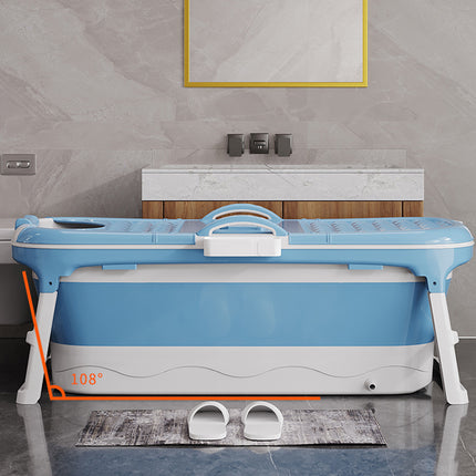 Portable 1.5m Collapsible Bath Tub for Adults with Reinforced Legs & Massage Base
