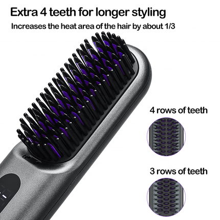 Portable Ionic Hair Straightening Brush 150 to 230C Fast Heat USB Rechargeable